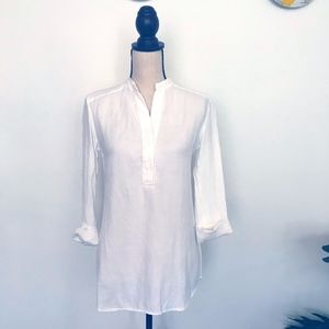 James Perse modern white band-collar blouse sz 1